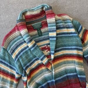 Exclusive Hand Knit Lauren Ralph Lauren Southwestern Aztec Cardigan Sweater Robe